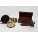 Late 19th century pocket sextant in a brass case, marked - Ross 1900,