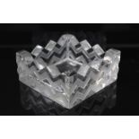 Lalique glass pin tray with zig-zag decoration, marked Lalique,