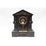 Late 19th century mantel clock with French eight day movement, signed - G. R.