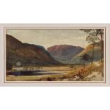 William Collingwood Smith (1815 - 1887), watercolour - Valley Scene, in glazed frame, 27cm x 50cm.