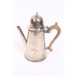 1920s silver café au lait pot of tapering cylindrical form,