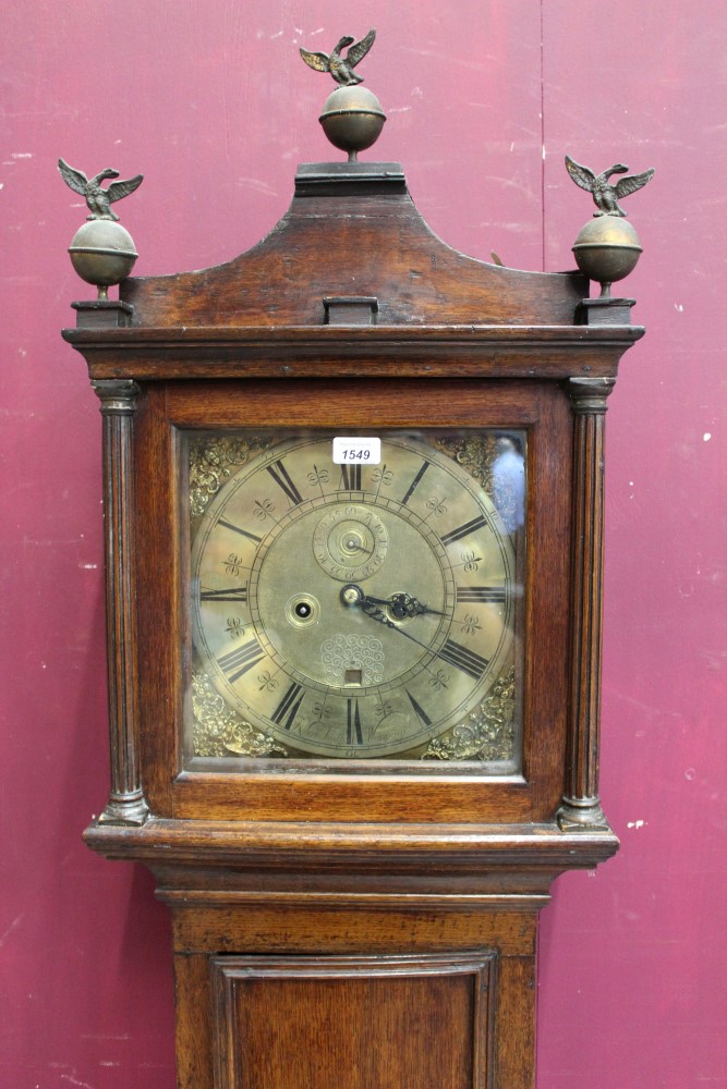 Early 18th century eight day longcase clock with square brass dial, - Image 2 of 11