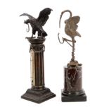 Late 19th / early 20th century Continental bronze pocket watch holder in the form of an eagle with