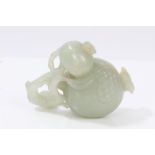 Carved Chinese jade pomegranate, pale celadon colour,