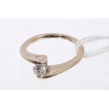 Diamond single stone ring with a brilliant cut diamond estimated to weigh approximately 0.