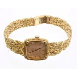 Ladies' Omega 18ct gold quartz wristwatch on integral 18ct gold mesh link bracelet