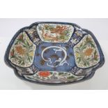 Late 19th century Japanese porcelain dish with raised polychrome decorated dragon,