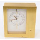 1970s Jaeger-LeCoultre electric mantel clock with silvered dial with gilt hands and '12' and '6'