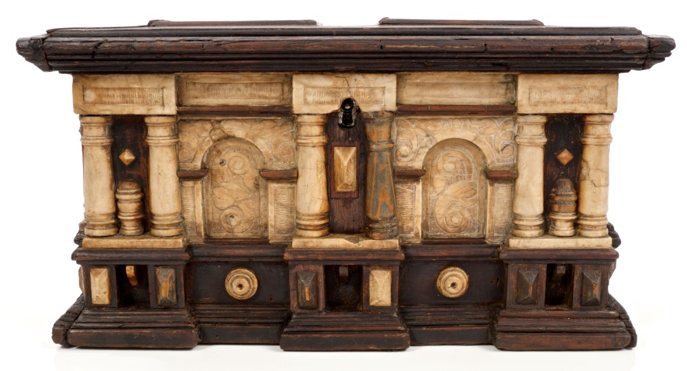 Early 17th century Malines ebonised wood and carved alabaster table cabinet, - Image 3 of 7