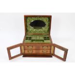 Good quality late 19th century walnut jewellery box, the domed top with surmounting recessed handle,