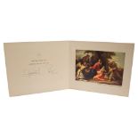 HM Queen Elizabeth II and HRH The Duke of Edinburgh - signed 1958 Christmas card with gilt embossed