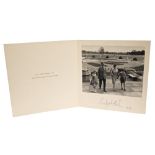 HM Queen Elizabeth II - signed 1959 Christmas card with gilt embossed crown to cover and black and