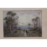 William Manners (1860 - 1930), watercolour - figures walking through the woods, signed,