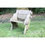 Antique cedar wood garden chair, exposed construction,