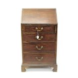 Rare George III mahogany bureau of diminutive proportions,