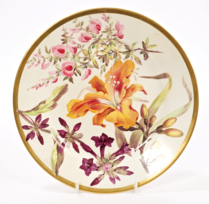 Early 19th century Derby plate, painted by William 'Quaker' Pegg, circa 1815, with flowers,
