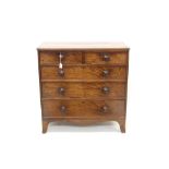 Early Victorian mahogany chest of drawers with two short over three long graduated drawers,