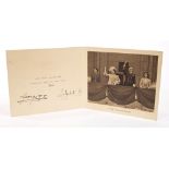 TM King George VI and Queen Elizabeth - signed 1945 Christmas card with gilt embossed crown to