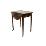 George III mahogany and tulipwood crossbanded oval Pembroke table of small size,
