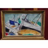 Earl Haig (1918 - 2009), pastel - fishing boats, signed, framed,