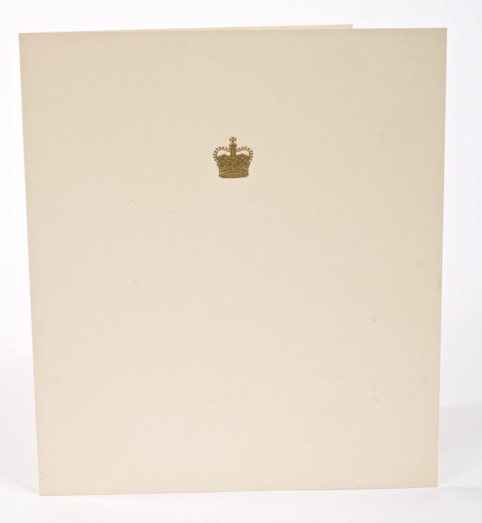 HM Queen Elizabeth II and HRH The Duke of Edinburgh - signed 1955 Christmas card with gilt embossed - Image 2 of 2