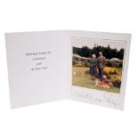 HM Queen Elizabeth II and The Duke of Edinburgh - signed 2001 Christmas card with twin gilt