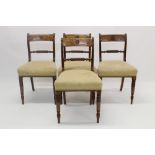 Set of four Regency fruitwood bar back dining chairs,
