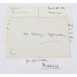 HRH Prince Charles The Prince of Wales - two handwritten notes to his personal chef Mervyn