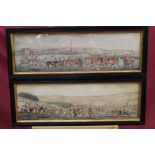 Set of four early 19th century hand-coloured aquatints - hunting scenes, in glazed ebonised frames,