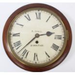 Victorian circular clock with painted dial, signed - B.