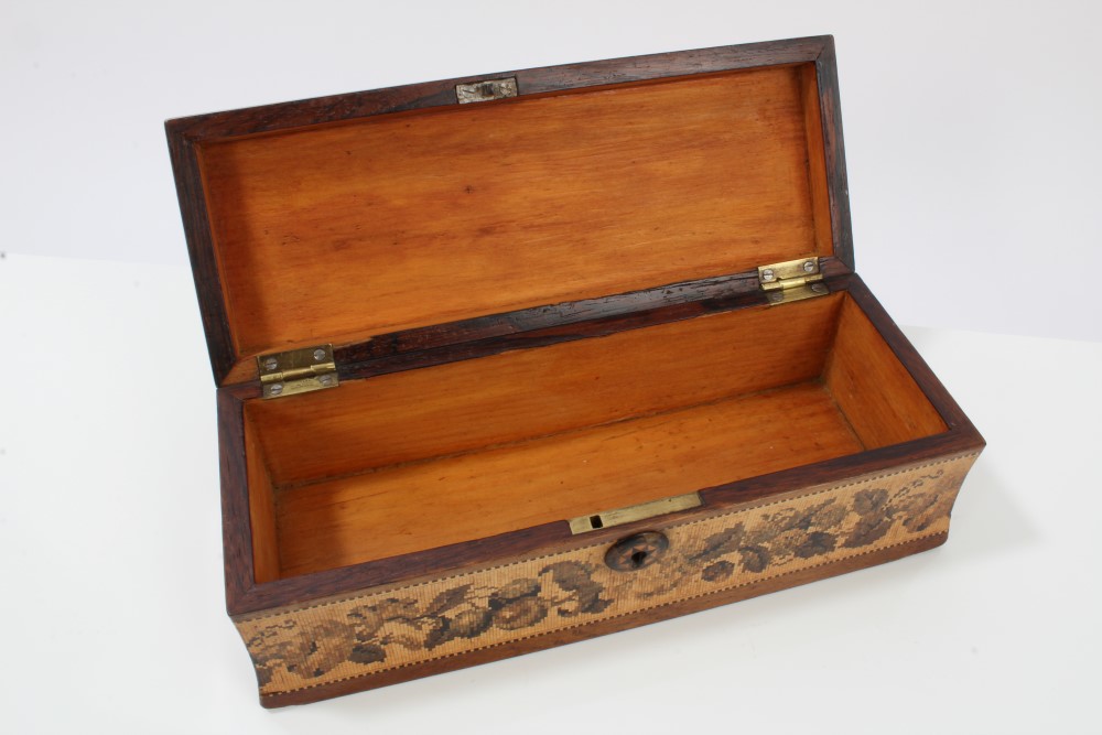 Victorian Tunbridge Wells ware glove box with floral decoration, 25cm, - Image 7 of 7