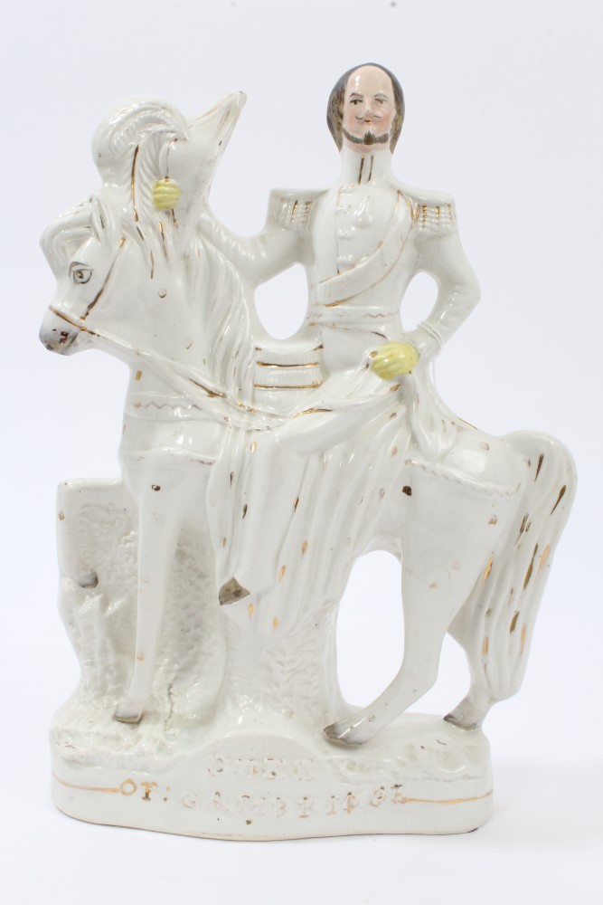 Two Victorian Staffordshire Royal figures of The Duke of Cambridge on horseback, - Image 2 of 4