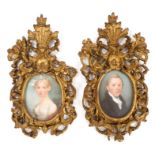 Pair of early 19th century English School miniature watercolour portraits on ivory of Reverend