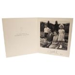 HM Queen Elizabeth II - signed 1955 Christmas card with gilt embossed crown to cover and black and