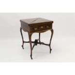 Edwardian mahogany and marquetry inlaid envelope card table,