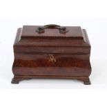 Late 18th / early 19th century Dutch mahogany bombe-form tea caddy with surmounting handle and