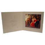 HM Queen Elizabeth II - signed 1961 Christmas card with twin gilt embossed Royal ciphers to cover