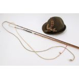 Swaine silver mounted carriage driving whip with leather handle,