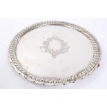 Victorian silver salver of circular form,