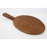 Robert Thompson Mouseman carved oak cheeseboard with carved mouse to handle, 37.