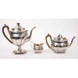 George III silver kettle of fluted form,