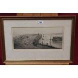 William Lionel Wyllie (1851 - 1931), signed etching - St. Andrews Harbour, in glazed frame, 18.