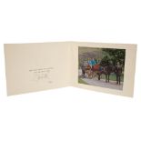 HM Queen Elizabeth II - signed 1966 Christmas card with twin gilt embossed Royal ciphers to cover