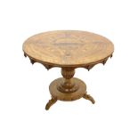 Very fine 19th century walnut and marquetry Sorrento ware centre table,