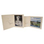 HM Queen Elizabeth The Queen Mother - two signed 1958 and 1959 Christmas cards - both with gilt