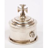 Victorian silver wafer box of cylindrical form,