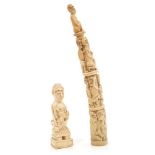 Late 19th / early 20th century West African carved ivory tusk,
