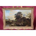 Norris Fowler Willat (1859 - 1924), oil on canvas - rural farmyard, signed, in gilt frame,