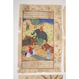Group of 19th / early 20th century Indian painted gouache manuscript leaves,
