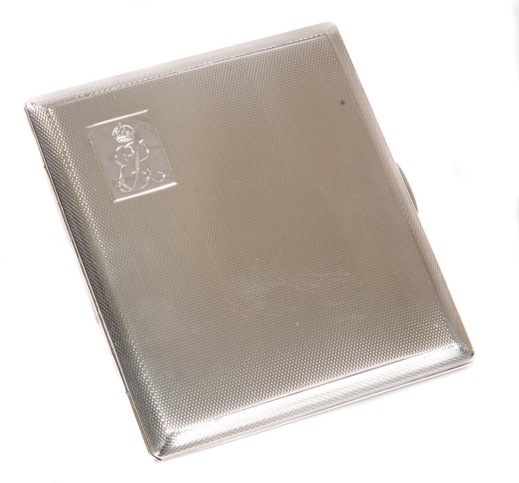 HM Queen Elizabeth The Queen Mother - fine Royal Presentation silver cigarette case,